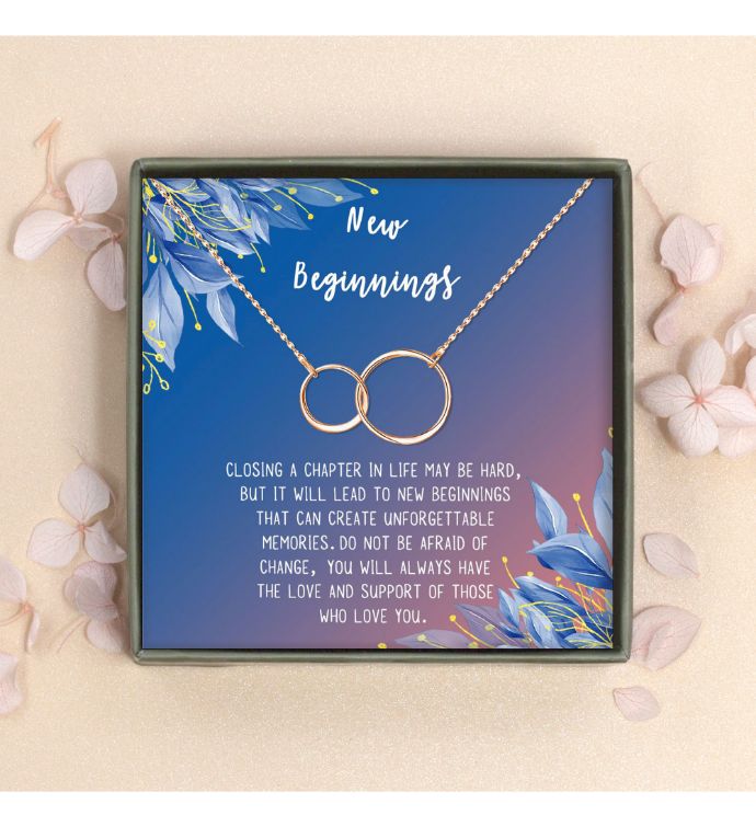 New Beginnings Infinity Rings Card Necklace and Jewelry Gift Set